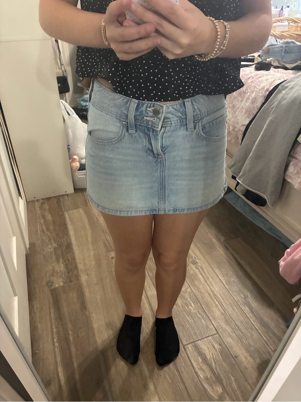 Hollister Light Blue Denim Mini Skirt